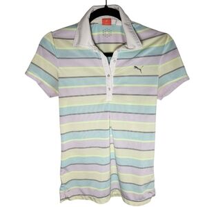 Puma Multicolor Stripe Polo T Shirt Golf Shirt Dry Cell Size XS